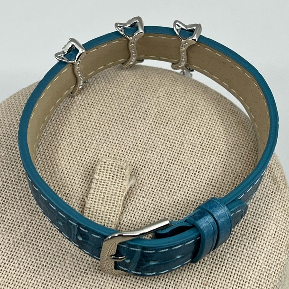 Vintage QVC Diamonique Crocodile-Embossed Leather Bracelet - Picture 2 of 11